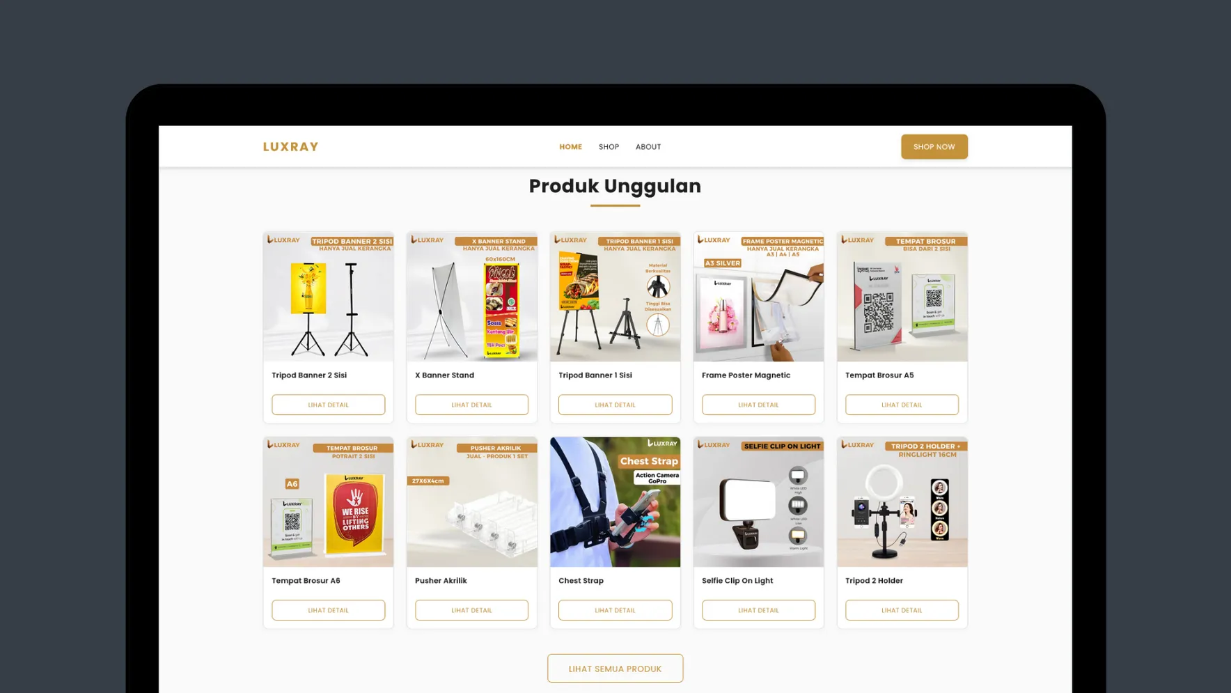 Luxray - E-Catalog website project oleh Ascend Web