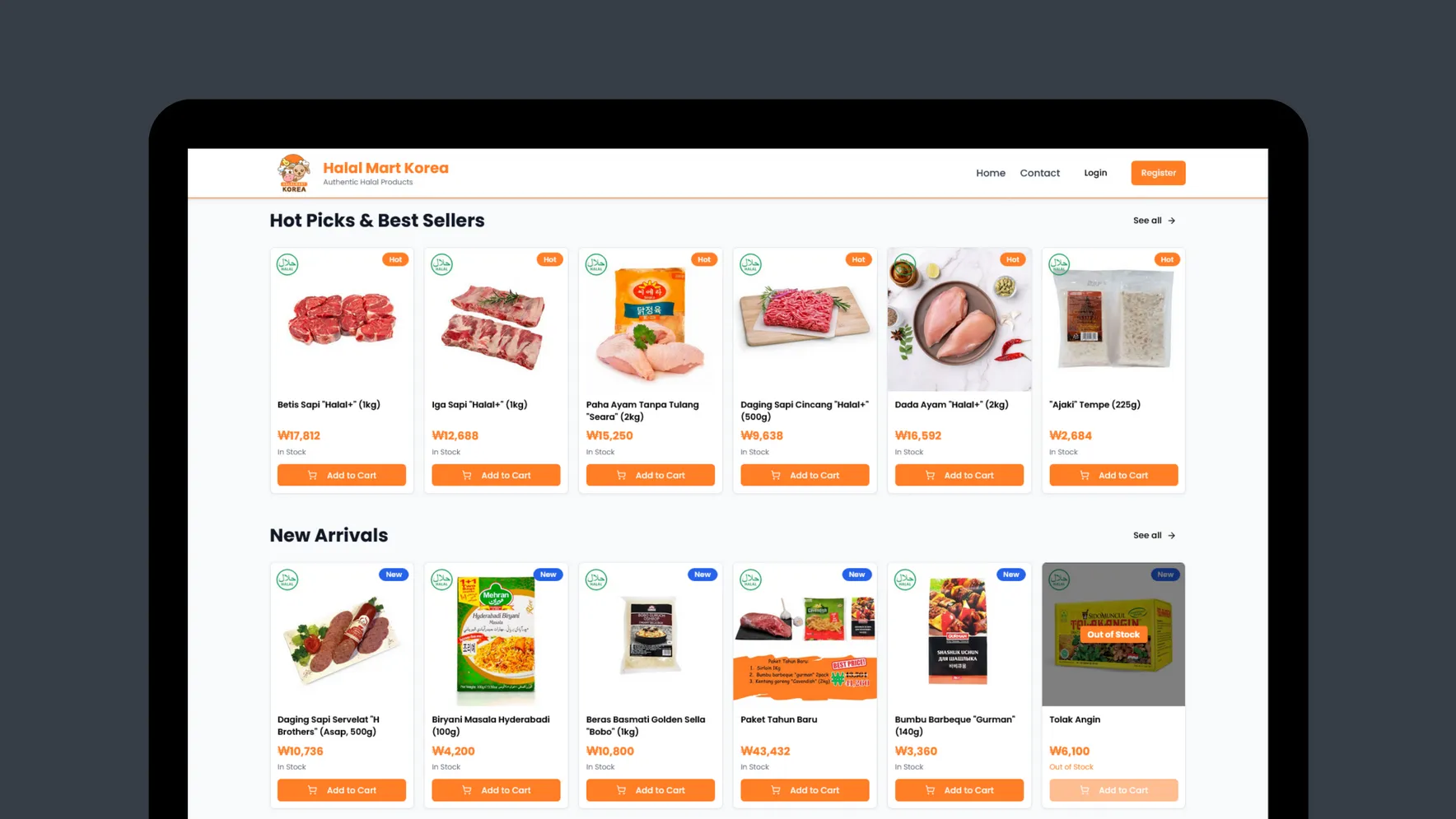 Halal Mart Korea - E Commerce website project oleh Ascend Web