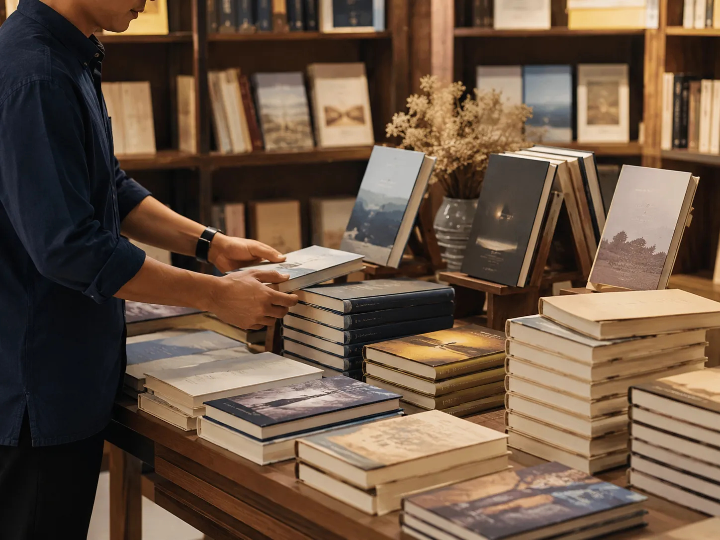 Rak buku di perpustakaan