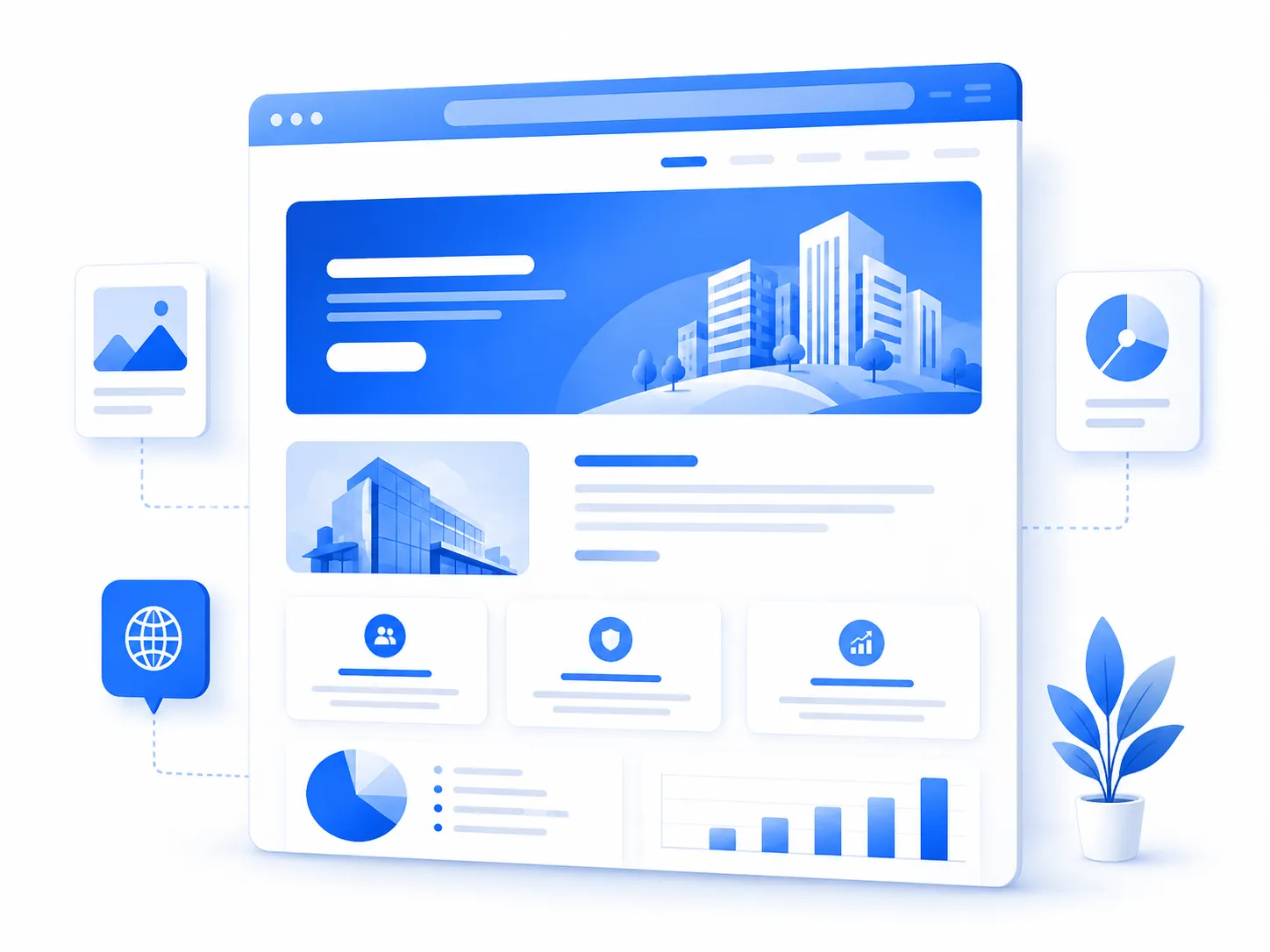 Ilustrasi landing page campaign berwarna biru