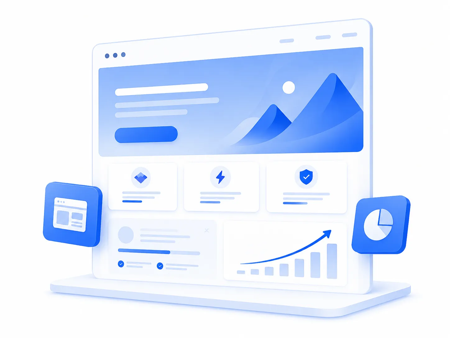 Ilustrasi dashboard website company profile profesional