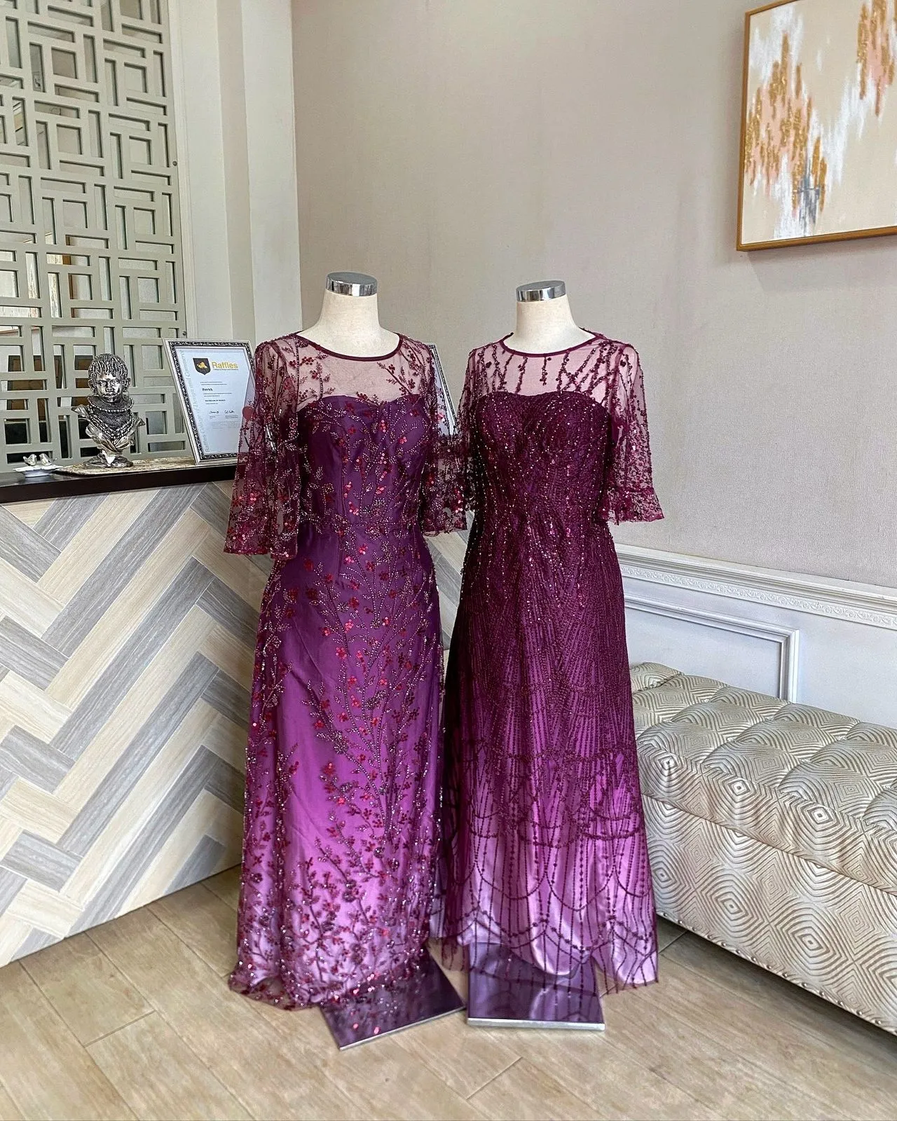Plum Lace Evening Gown Duo