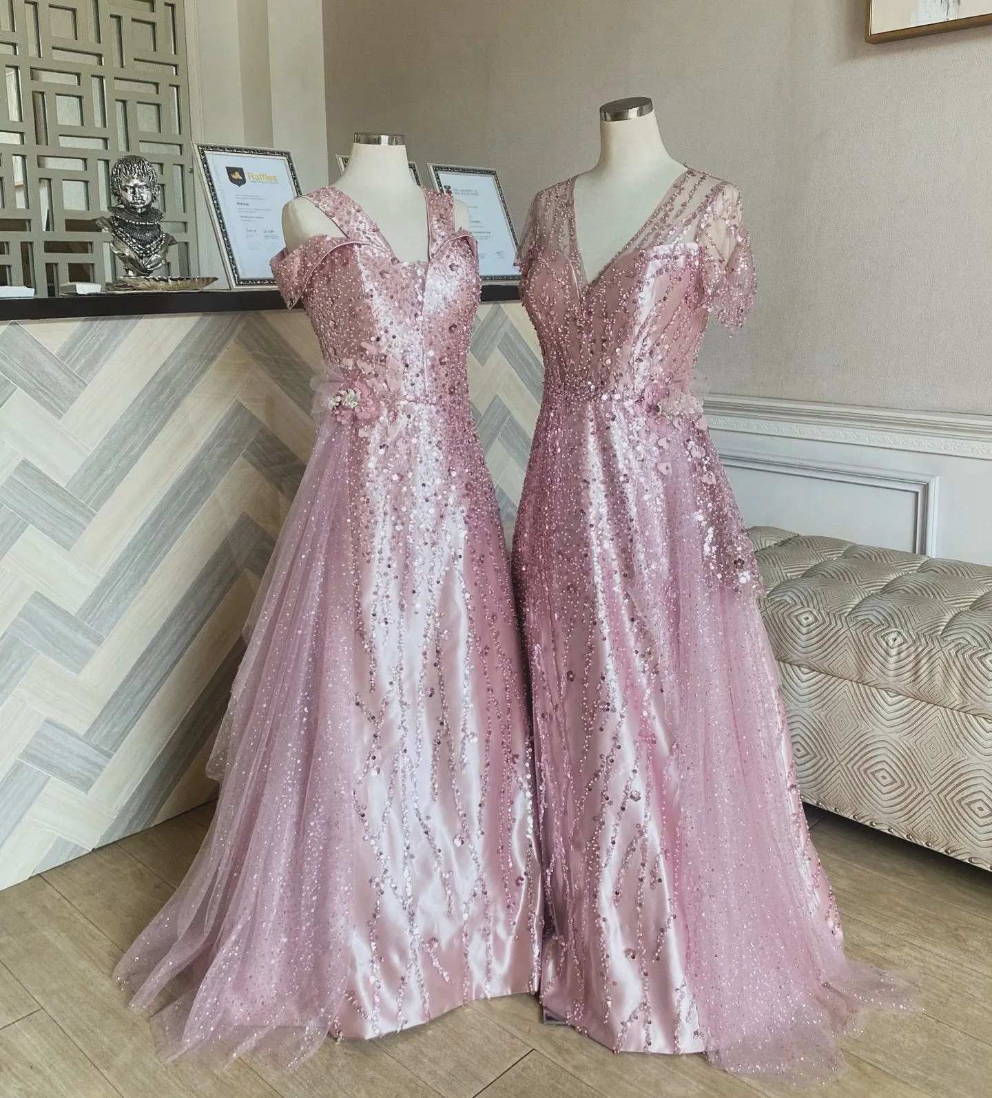 Dusty Rose Crystal Gown Duo