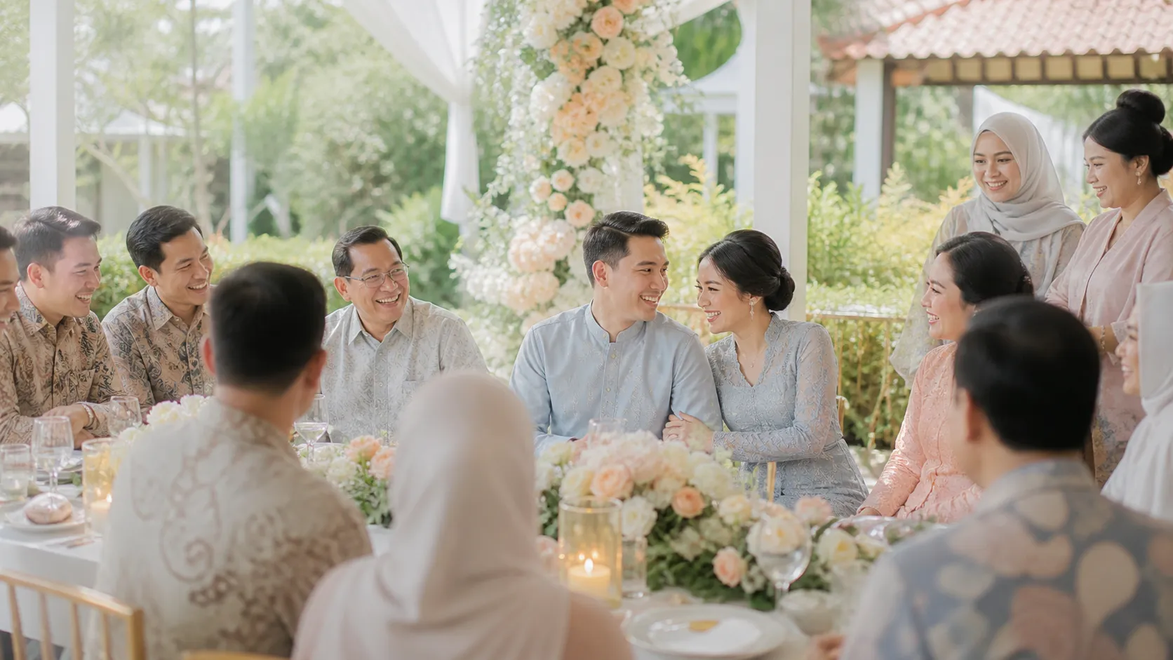 Pasangan dalam suasana perayaan yang hangat