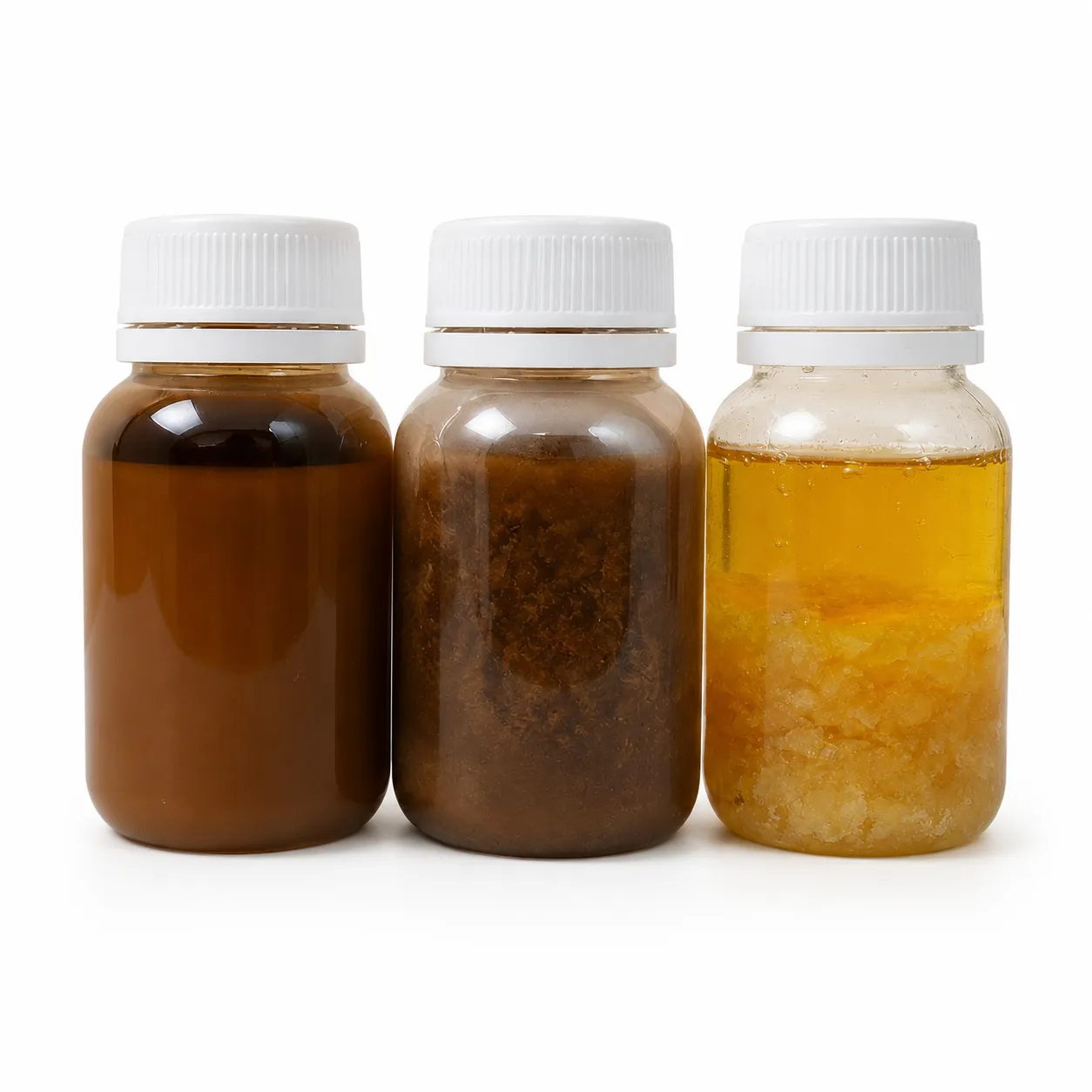 Wax oil material in sample bottles