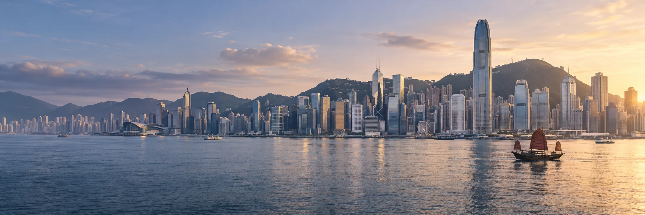 Illustrative Hong Kong harbour skyline