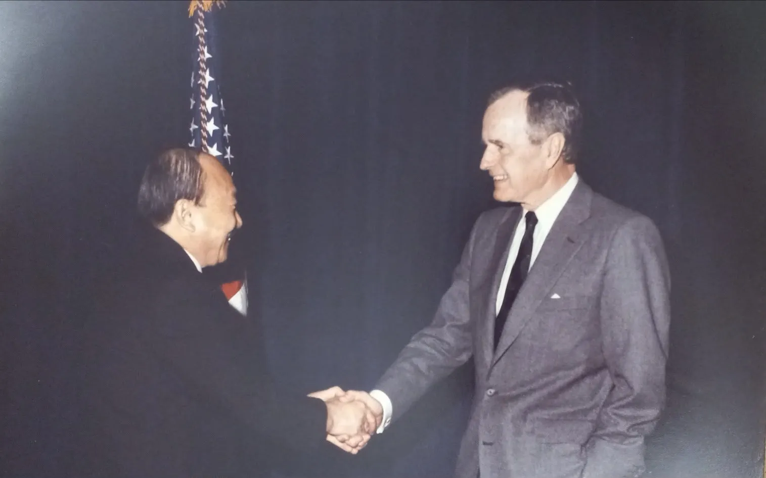 Yong Kim with President George H. W. Bush in 1992