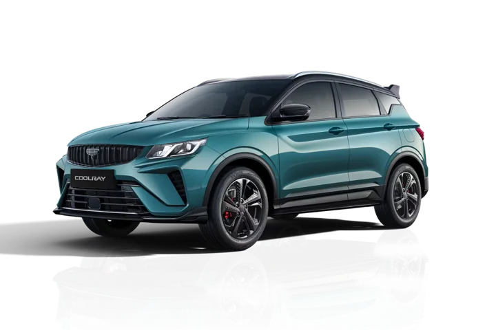 Geely Coolray tampak tiga perempat depan