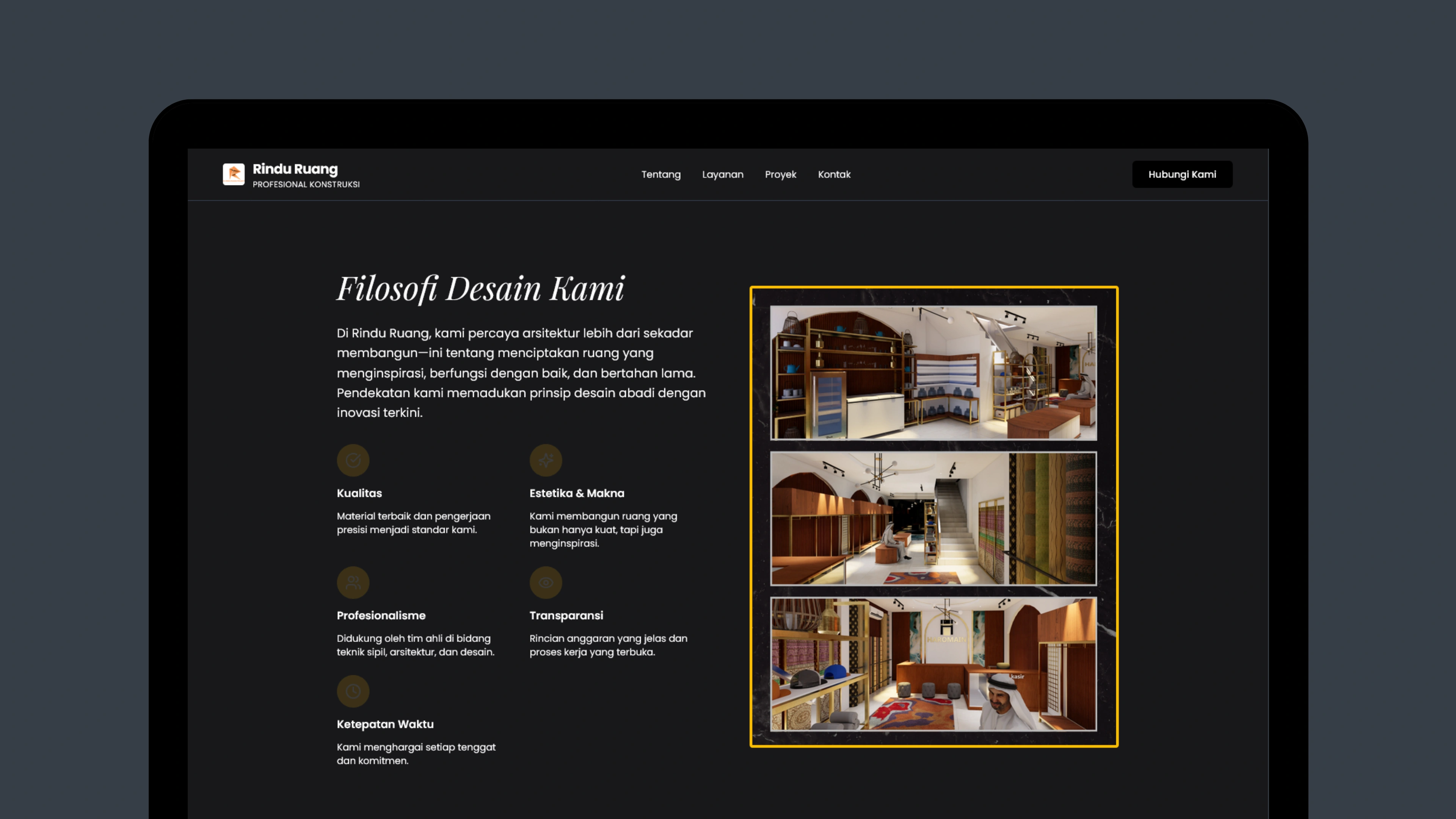 Rindu Ruang Interior - Desain Interior Profesional website project oleh Ascend Web