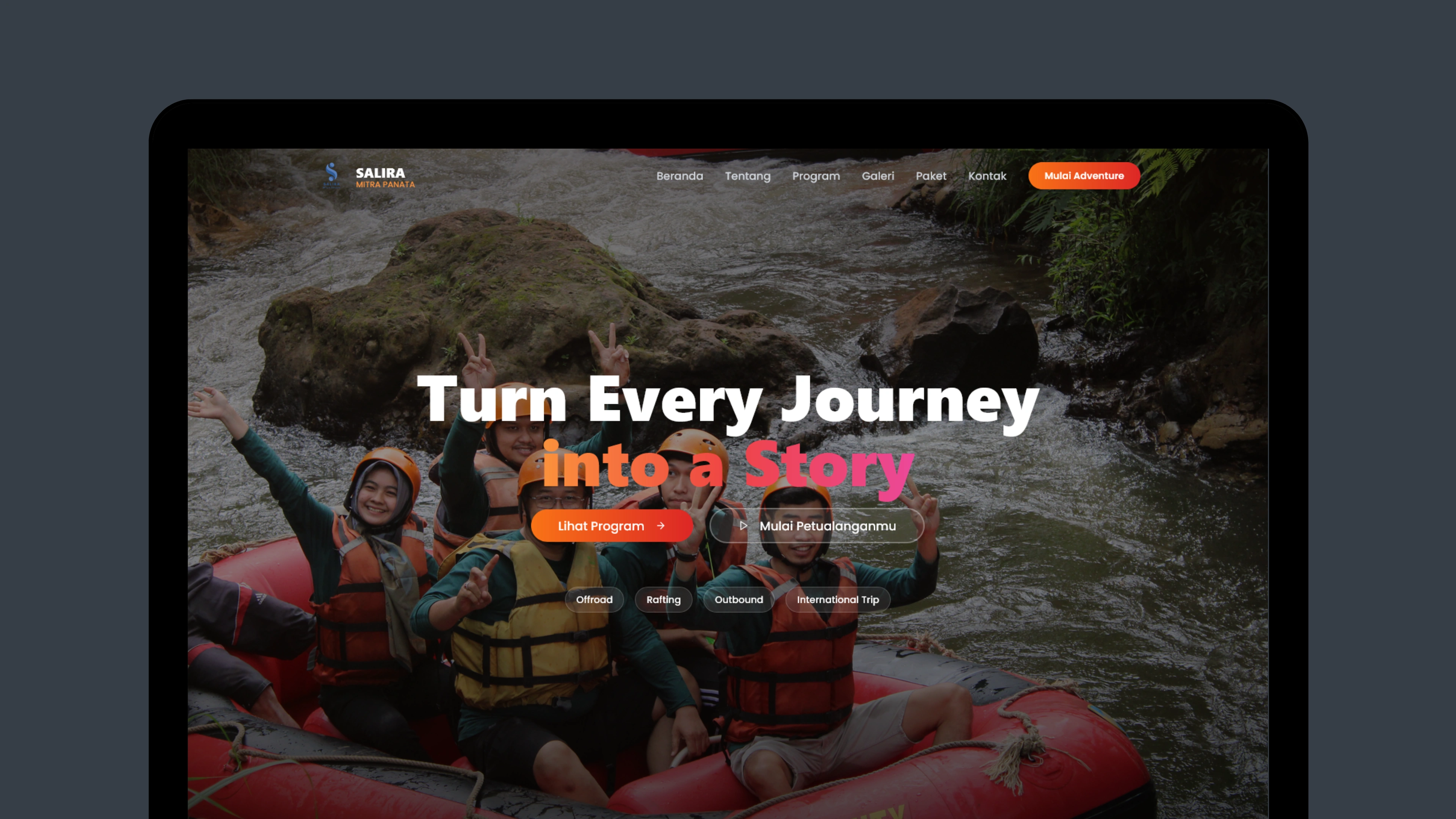 Salira Adventure - Wisata Petualangan website project oleh Ascend Web
