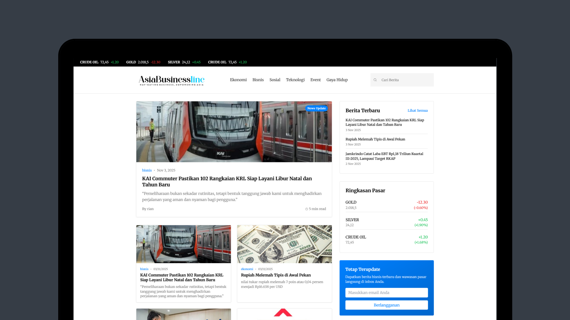 Asia BusinessLine - News Media website project oleh Ascend Web